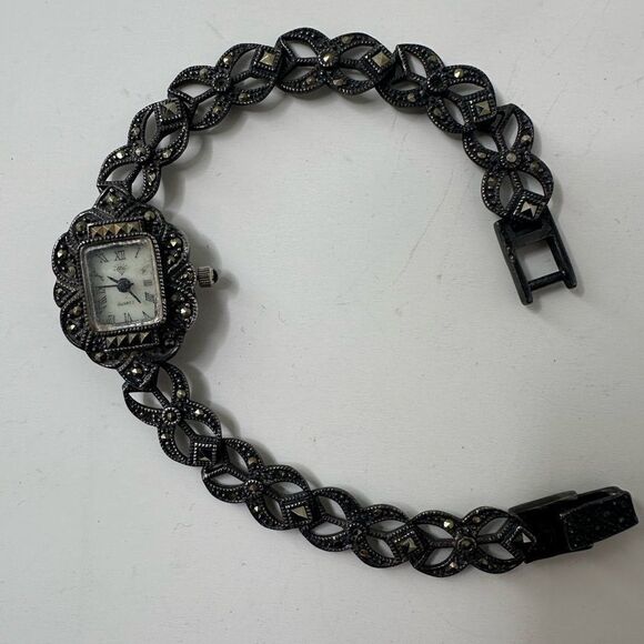 Vintage Art Deco Sterling Marcasite Japan Movement Watch - Picture 7 of 10